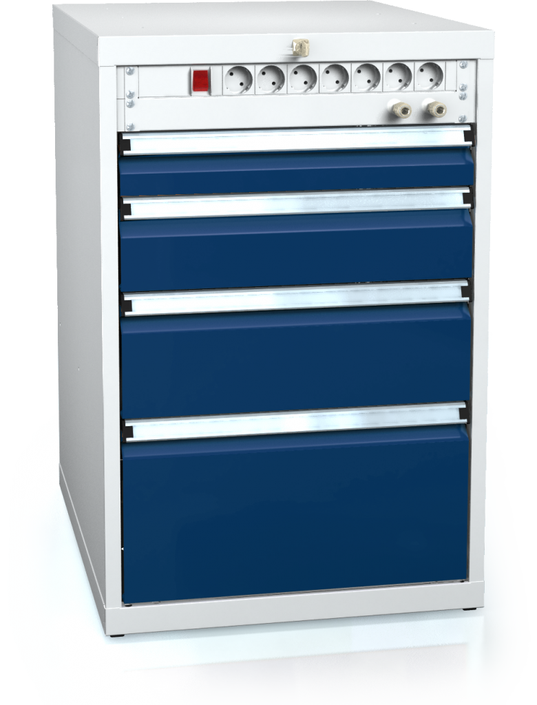 Unterbaublöcke für Werkbänke 840 x 555 x 600 - 4x Schubladen-Elektro-Luft